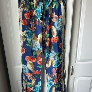 Johnny Was Blue and Red Wide Leg Jumpsuit